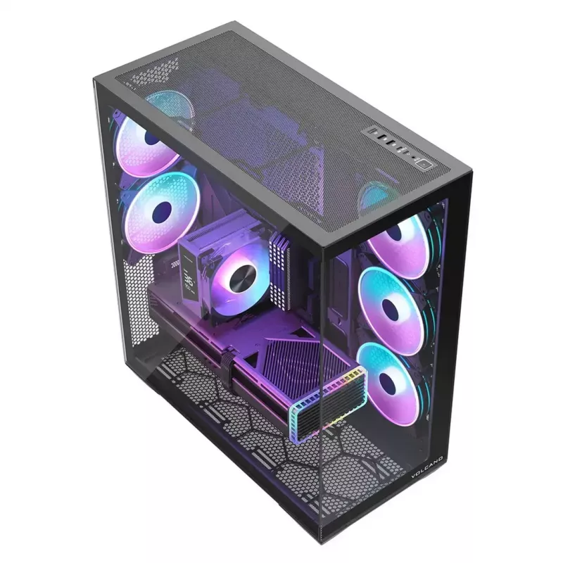 Caja de PC Full-Tower MODECOM Volcano SPACE XL ARGB — Full Tower, compatible con E-ATX, cristal templado, ARGB, GPU de hasta 440 mm