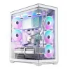 Caja de PC Full-Tower MODECOM Volcano SPACE XL ARGB FULL TOWER 5F Blanca — ATX, cristal templado, ARGB, USB-C