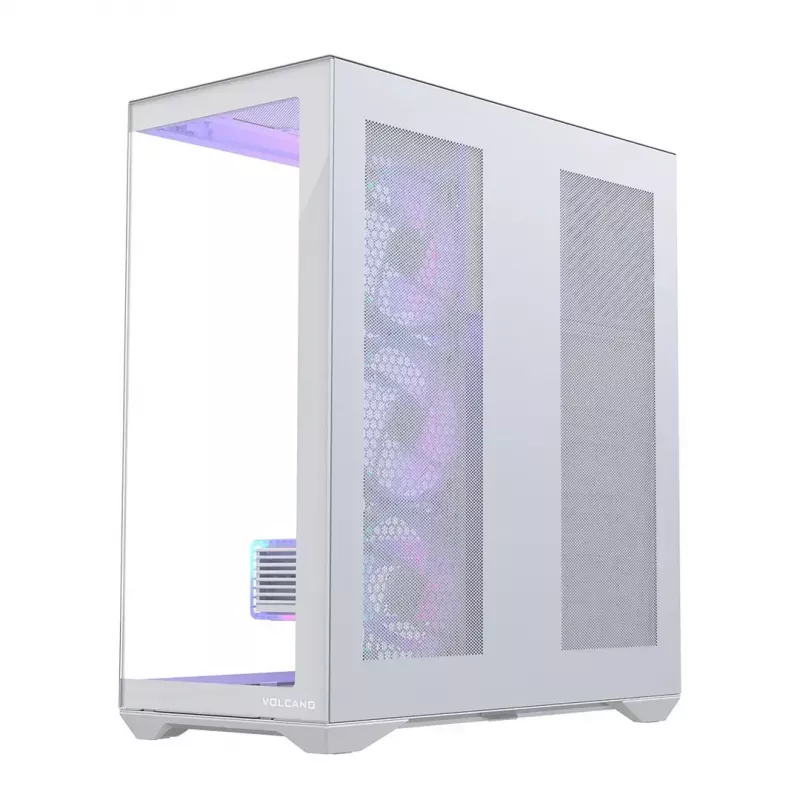 Caja de PC Full-Tower MODECOM Volcano SPACE XL ARGB FULL TOWER 5F Blanca — ATX, cristal templado, ARGB, USB-C