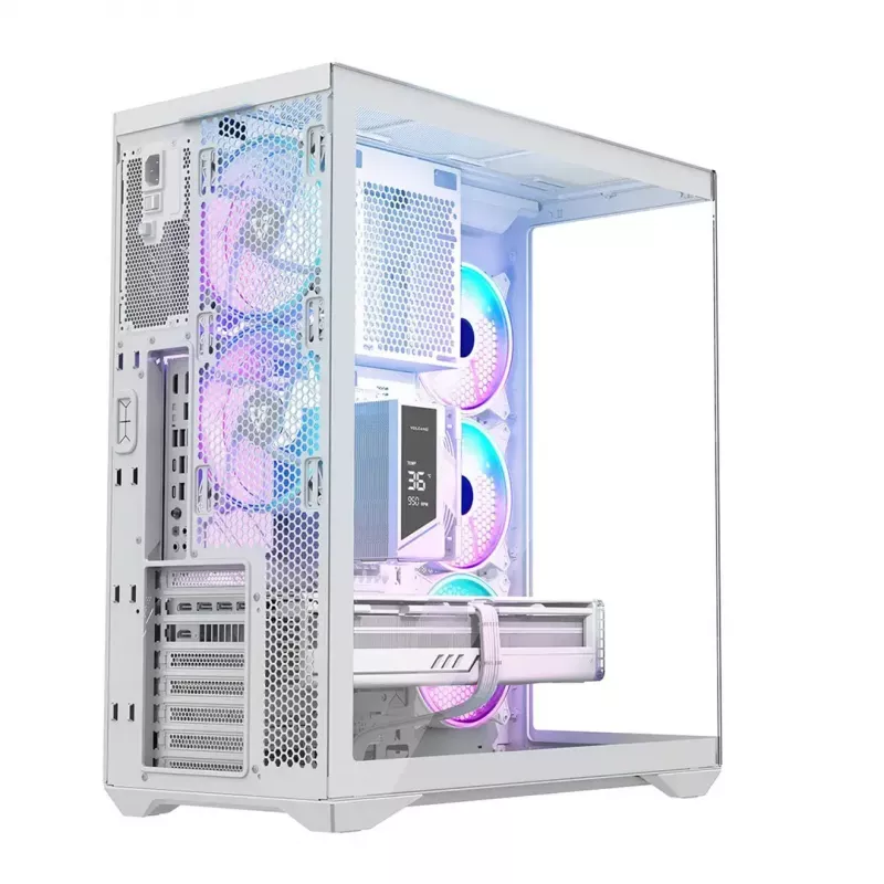 Caja de PC Full-Tower MODECOM Volcano SPACE XL ARGB FULL TOWER 5F Blanca — ATX, cristal templado, ARGB, USB-C