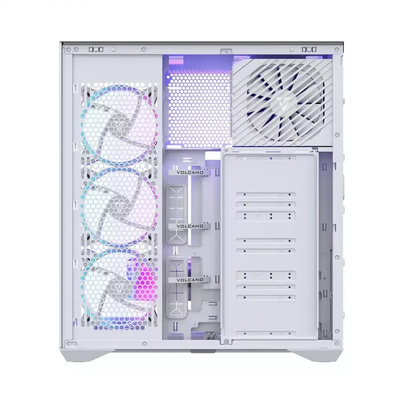 Caja de PC Full-Tower MODECOM Volcano SPACE XL ARGB FULL TOWER 5F Blanca — ATX, cristal templado, ARGB, USB-C