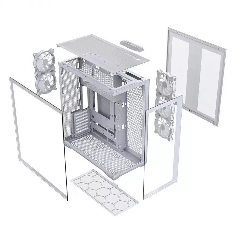 Caja de PC Full-Tower MODECOM Volcano SPACE XL ARGB FULL TOWER 5F Blanca — ATX, cristal templado, ARGB, USB-C