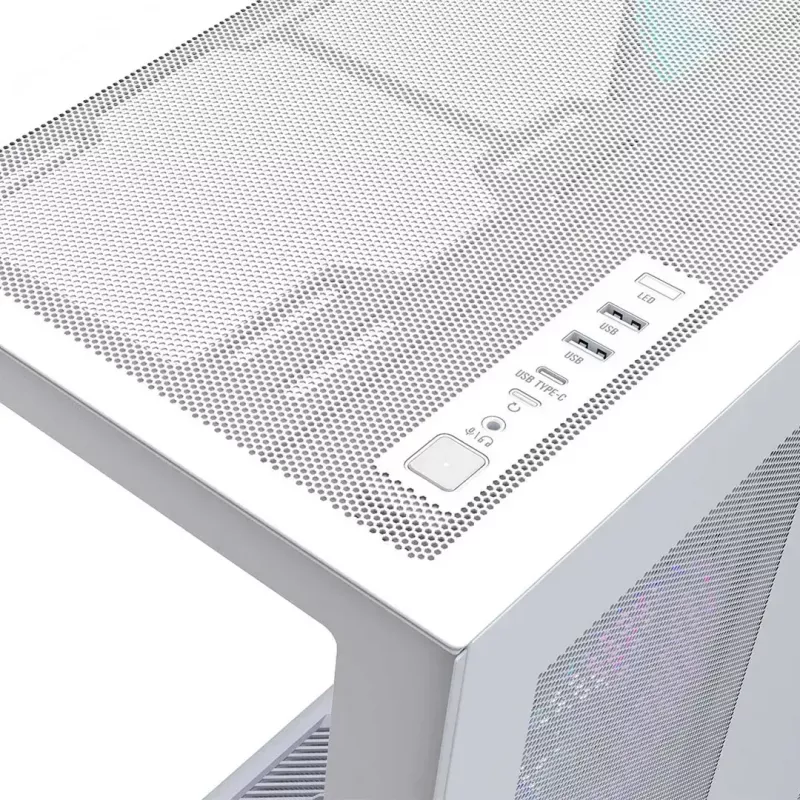 Caja de PC Full-Tower MODECOM Volcano SPACE XL ARGB FULL TOWER 5F Blanca — ATX, cristal templado, ARGB, USB-C