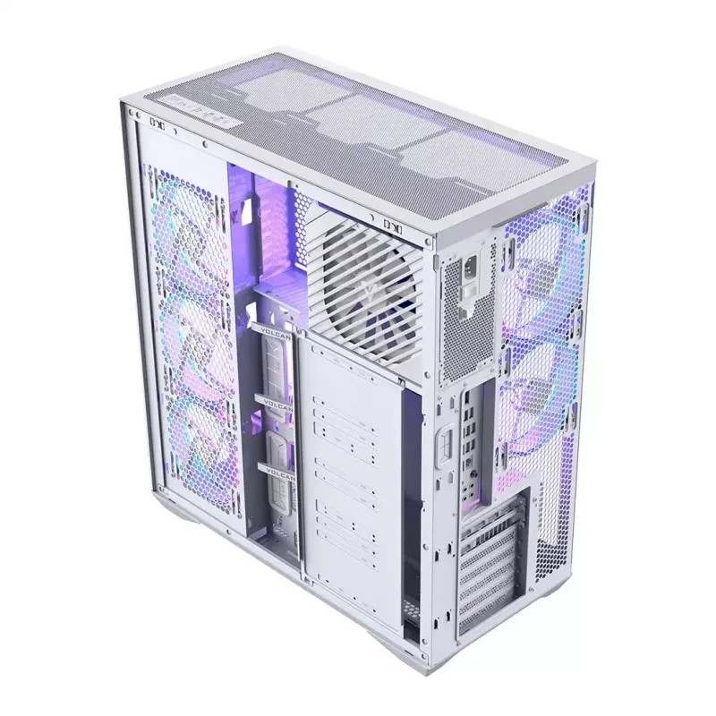 Caja de PC Full-Tower MODECOM Volcano SPACE XL ARGB FULL TOWER 5F Blanca — ATX, cristal templado, ARGB, USB-C
