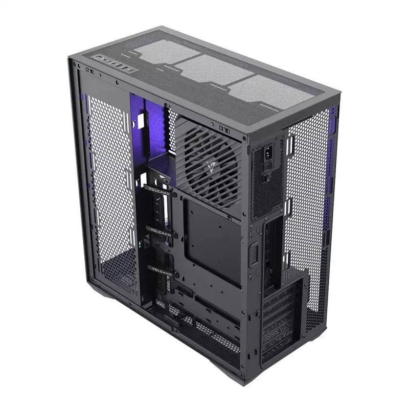 Caja de PC Full-Tower MODECOM Volcano SPACE XL NF — Negra, cristal templado, ARGB, compatible con micro-ATX, GPU de hasta 44 cm, bahías 3×3,5