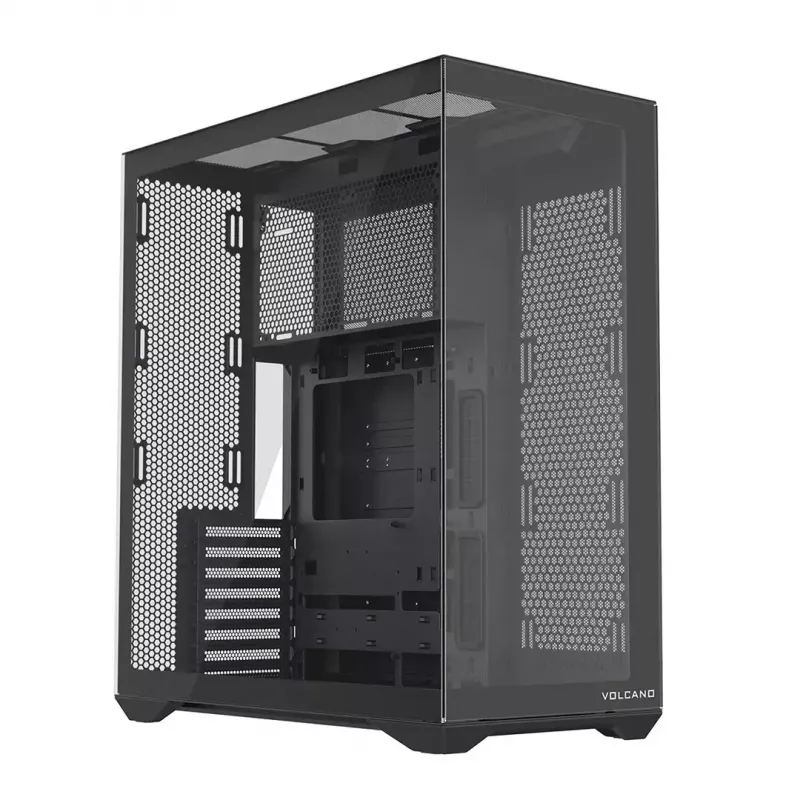Caja de PC Full-Tower MODECOM Volcano SPACE XL NF — Negra, cristal templado, ARGB, compatible con micro-ATX, GPU de hasta 44 cm, bahías 3×3,5
