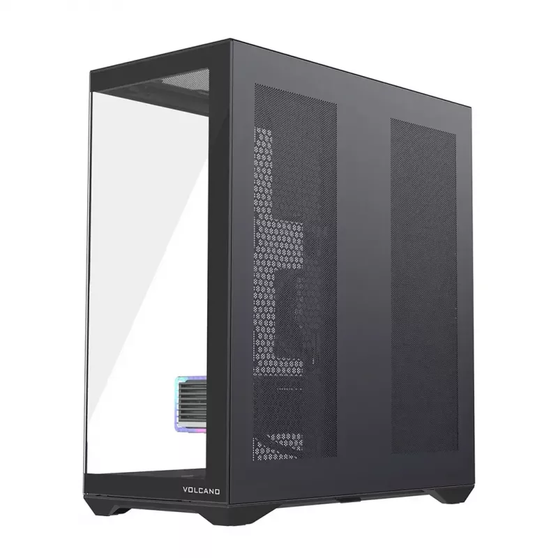 Caja de PC Full-Tower MODECOM Volcano SPACE XL NF — Negra, cristal templado, ARGB, compatible con micro-ATX, GPU de hasta 44 cm, bahías 3×3,5