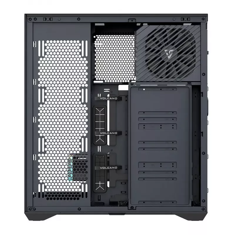 Caja de PC Full-Tower MODECOM Volcano SPACE XL NF — Negra, cristal templado, ARGB, compatible con micro-ATX, GPU de hasta 44 cm, bahías 3×3,5