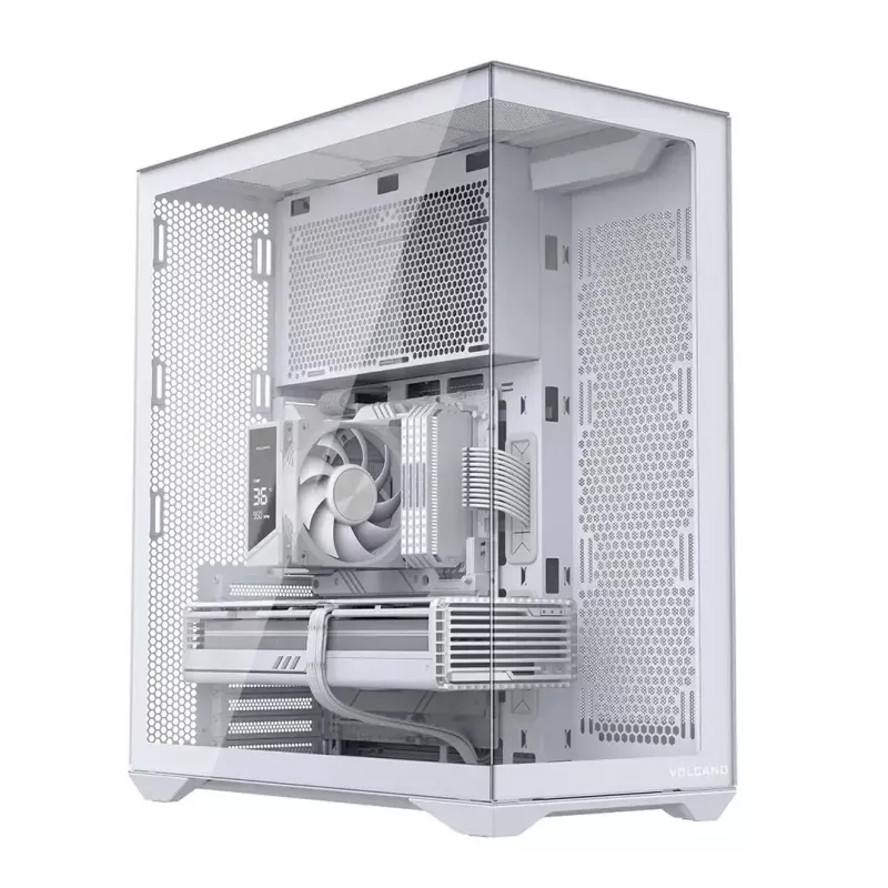 Caja de PC Full-Tower MODECOM Volcano SPACE XL FULL TOWER NF Blanca — ARGB, cristal templado, 8 ranuras de expansión, GPU de hasta 440 mm