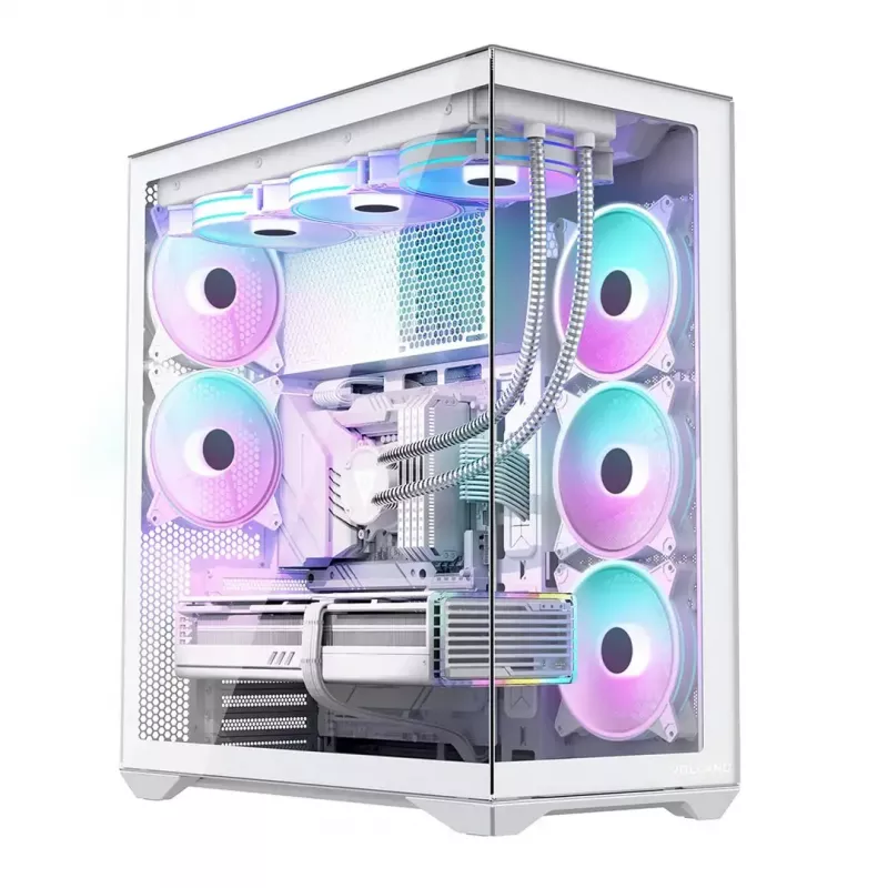 Caja de PC Full-Tower MODECOM Volcano SPACE XL FULL TOWER NF Blanca — ARGB, cristal templado, 8 ranuras de expansión, GPU de hasta 440 mm