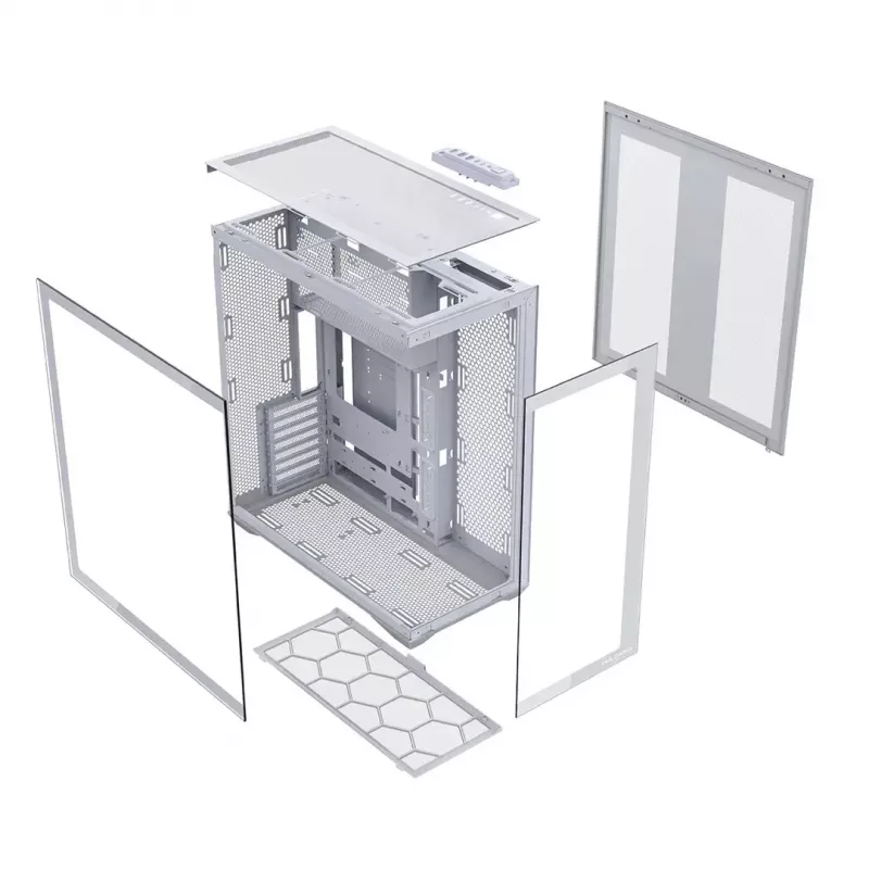 Caja de PC Full-Tower MODECOM Volcano SPACE XL FULL TOWER NF Blanca — ARGB, cristal templado, 8 ranuras de expansión, GPU de hasta 440 mm