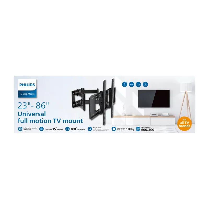 Philips SQM9640/00 soporte de pared universal para TV, 23-86 pulgadas, 55 kg, negro