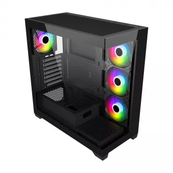 Caja FSP M340-BA semitorre mITX, mATX, ATX Negra ARGB, semitorre, PC, negro, ATX, micro ATX, Mini-ITX, cristal, SPCC, 17 cm