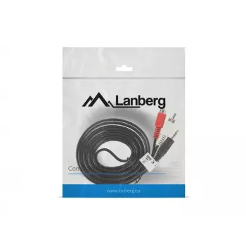 Cable de audio Lanberg CA-MJRC-10CC-0020-BK 3,5 mm RCA 2 m negro rojo blanco