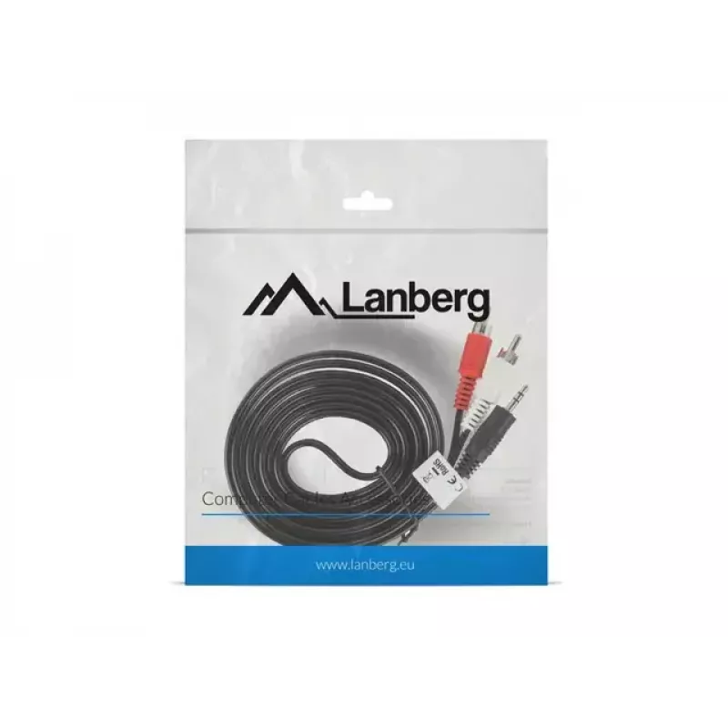 Cable de audio Lanberg CA-MJRC-10CC-0020-BK 3,5 mm RCA 2 m negro rojo blanco