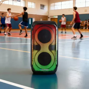 Sistema de altavoces BLAUPUNKT PB60X — 120W RMS, Bluetooth A2DP, FM, pantalla LED, batería de 7000mAh, 18h, AUX, mando a distancia, 568×322×321 mm