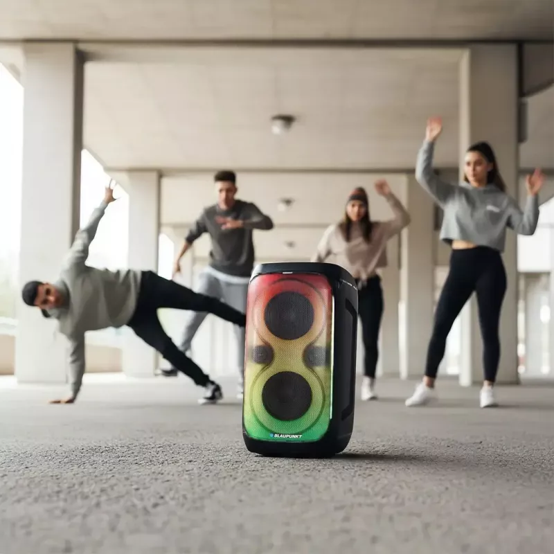 Sistema de altavoces BLAUPUNKT PB60X — 120W RMS, Bluetooth A2DP, FM, pantalla LED, batería de 7000mAh, 18h, AUX, mando a distancia, 568×322×321 mm