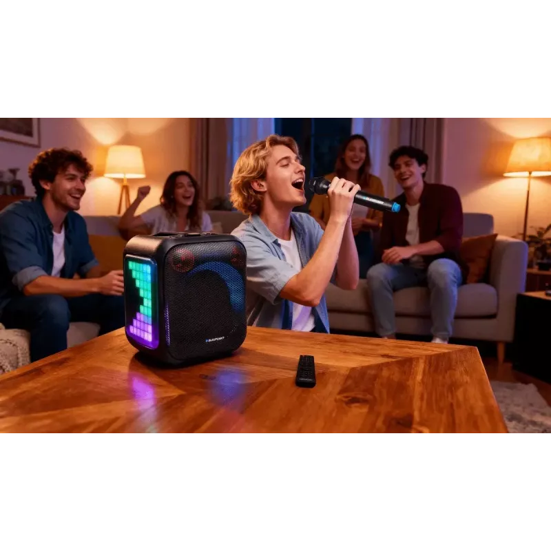 Sistema de altavoces para interior/exterior BLAUPUNKT PB6LED — 40 W RMS, Bluetooth, FM, microSD, indicador LED, batería de 4500 mAh