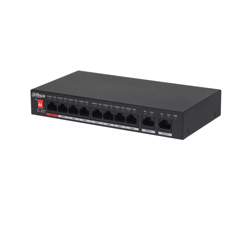 Dahua Technology PoE PFS3010-8ET-96-V2 switch de red no gestionado Gigabit Ethernet (10/100/1000) Power over Ethernet (PoE) negro