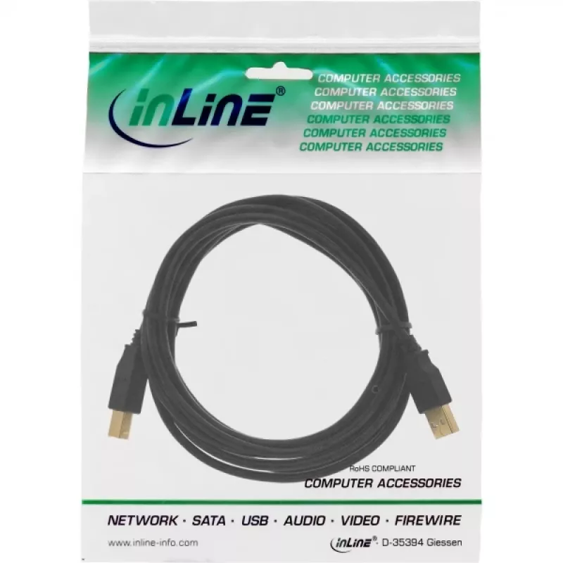Cable de extensión USB 2.0 Type-A macho/hembra InLine 34605B negro 5m