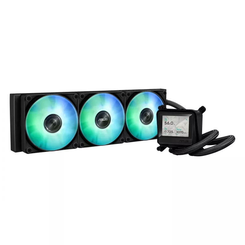 Refrigeración líquida todo en uno ASUS MAX GAMING LC 360 ARGB LCD — radiador de 360 mm, ventilador de 120 mm, compatible con AM4/AM5/LGA1700, negro