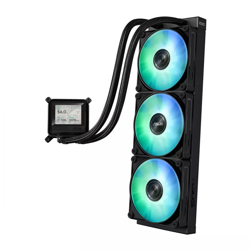 Refrigeración líquida todo en uno ASUS MAX GAMING LC 360 ARGB LCD — radiador de 360 mm, ventilador de 120 mm, compatible con AM4/AM5/LGA1700, negro