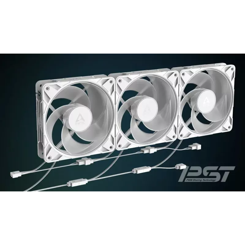Ventilador Arctic Freezer P12 Pro Reverse A-RGB PWM de 120 mm (blanco) — 124 m³/h, FDB, divisor de cable