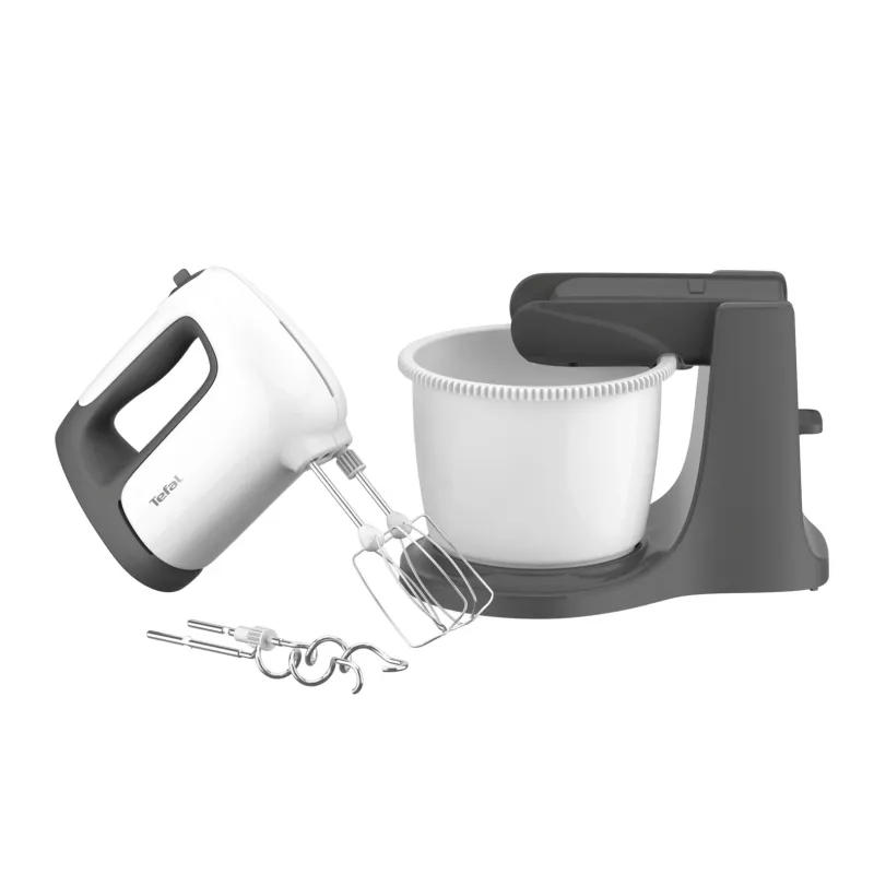 Batidora de mano con bol Tefal PrepMix+ HT464138 500 W gris/blanca
