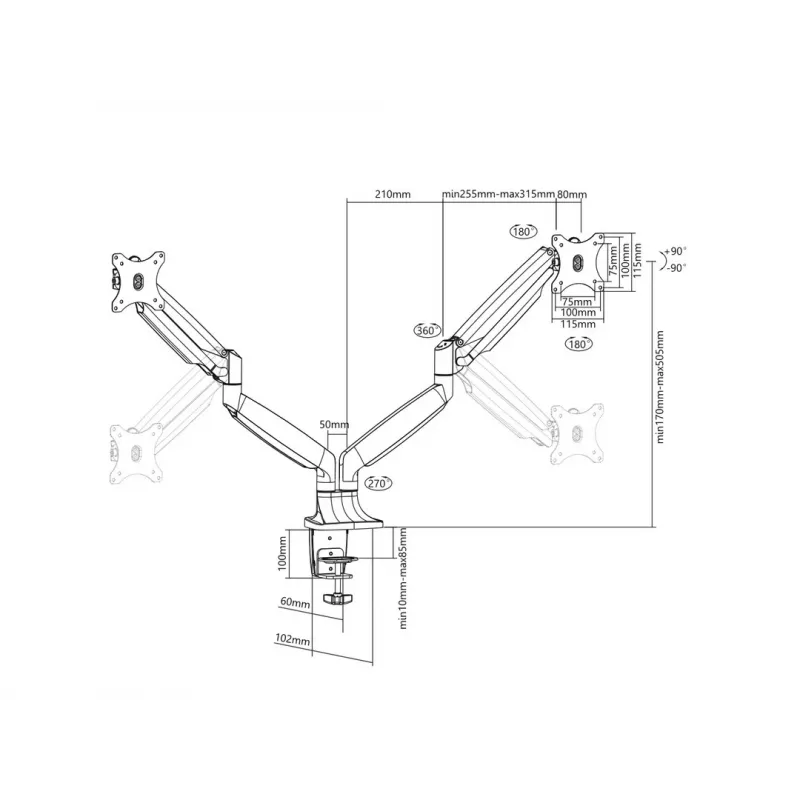 Soporte de escritorio Multibrackets M Deskmount Gas Spring Dual negro