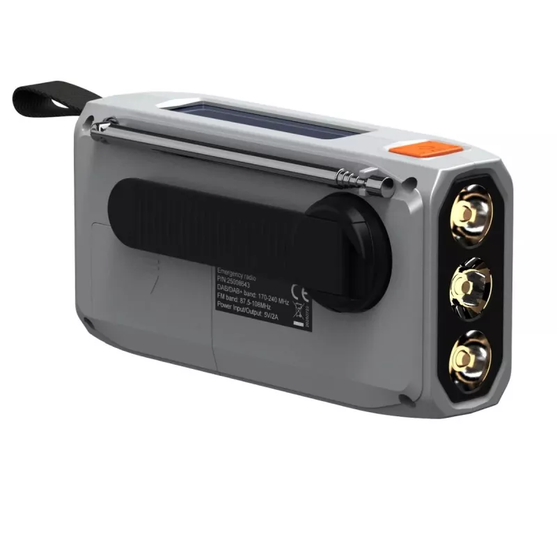 Radio de manivela portátil Marmitek RESQ 100 — DAB/DAB+/FM, 3 W, LCD, USB‑C, jack de 3,5 mm, gris claro