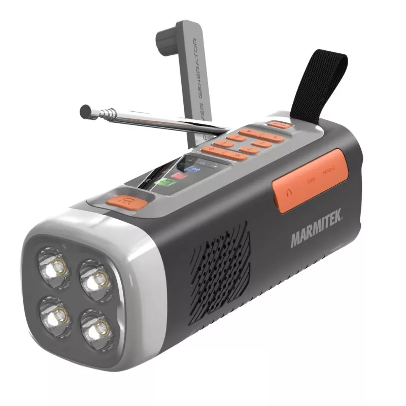 Marmitek RESQ 200 – Radio de manivela, Portátil, Analógica y digital, DAB, DAB+, FM, 87,5 - 108 MHz, 170 - 240 MHz, 3 W