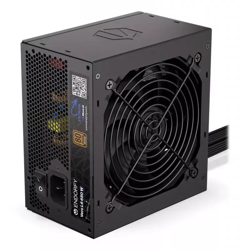 Fuente de alimentación ENDORFY Vero L6 650 W ATX 24-Pin, 80 PLUS Bronze, ventilador de 120 mm, negro