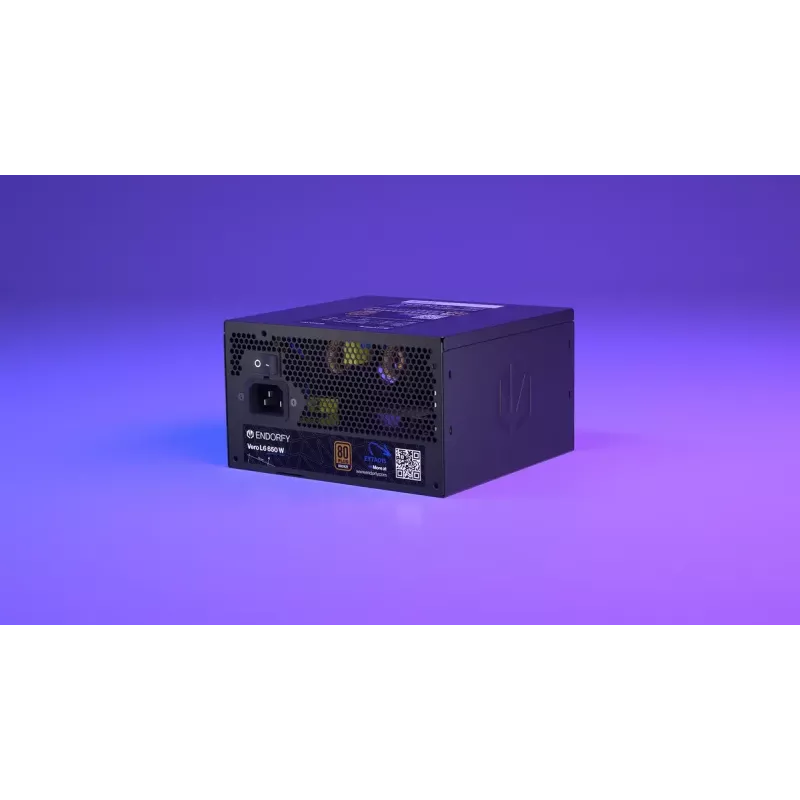 Fuente de alimentación ENDORFY Vero L6 650 W ATX 24-Pin, 80 PLUS Bronze, ventilador de 120 mm, negro