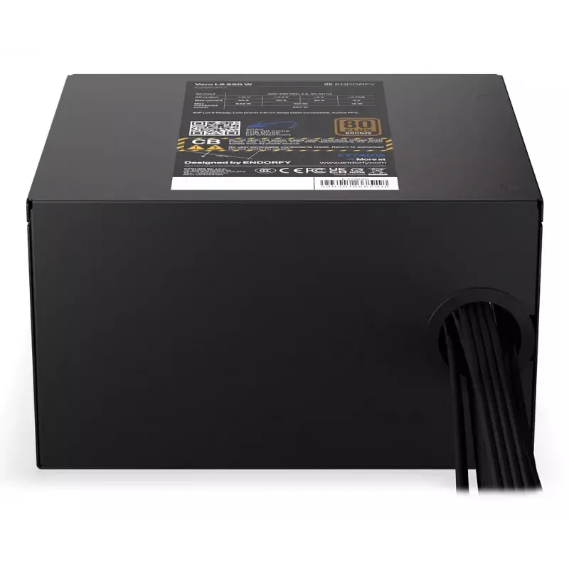 Fuente de alimentación ENDORFY Vero L6 650 W ATX 24-Pin, 80 PLUS Bronze, ventilador de 120 mm, negro