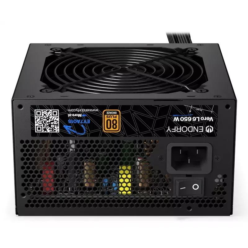 Fuente de alimentación ENDORFY Vero L6 650 W ATX 24-Pin, 80 PLUS Bronze, ventilador de 120 mm, negro