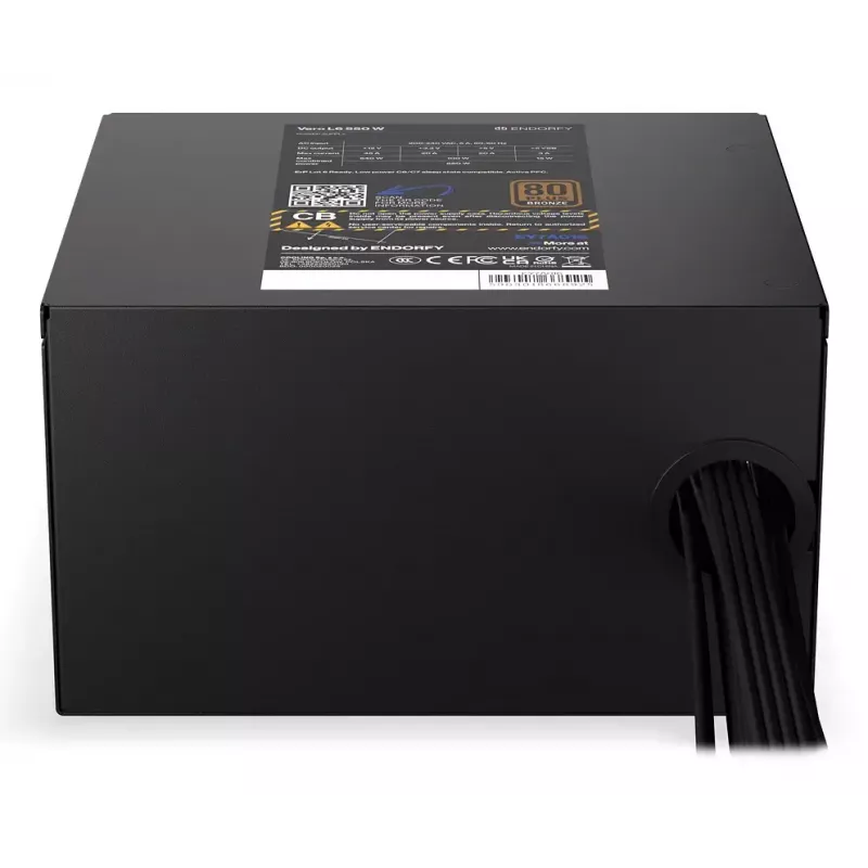 Fuente de alimentación ENDORFY Vero L6 550 W ATX 24-Pin 80 PLUS Bronze, ventilador de 120 mm, negro