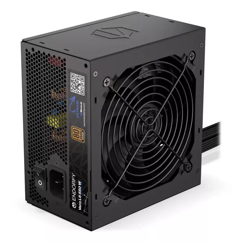 Fuente de alimentación ENDORFY Vero L6 550 W ATX 24-Pin 80 PLUS Bronze, ventilador de 120 mm, negro