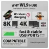 AXAGON HMC-WL9 USB-C Hub de acoplamiento 9 en 1 con 10 Gbit/s, 100W PD, 8K HDMI, Ethernet, carga inalámbrica