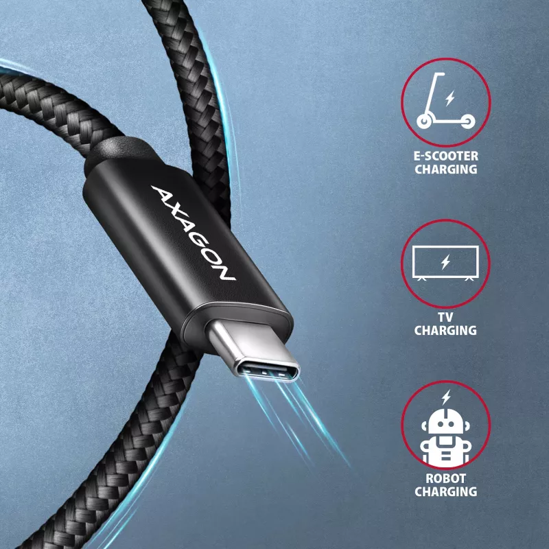 Cable USB-C a USB-C AXAGON BUCM4X-CM05AB — USB4 Gen 3x2, 40 Gbit/s, 240 W, 0,5 m, negro