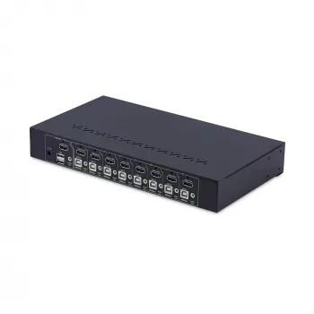 StarTech.com conmutador KVM HDMI de 8 puertos con kit de montaje en rack 1U, 4K 60Hz HDMI 2.0, conmutación por botón y tecla de acceso rápido, hub USB de 4 puertos, independiente del sistema operativo, conforme a TAA