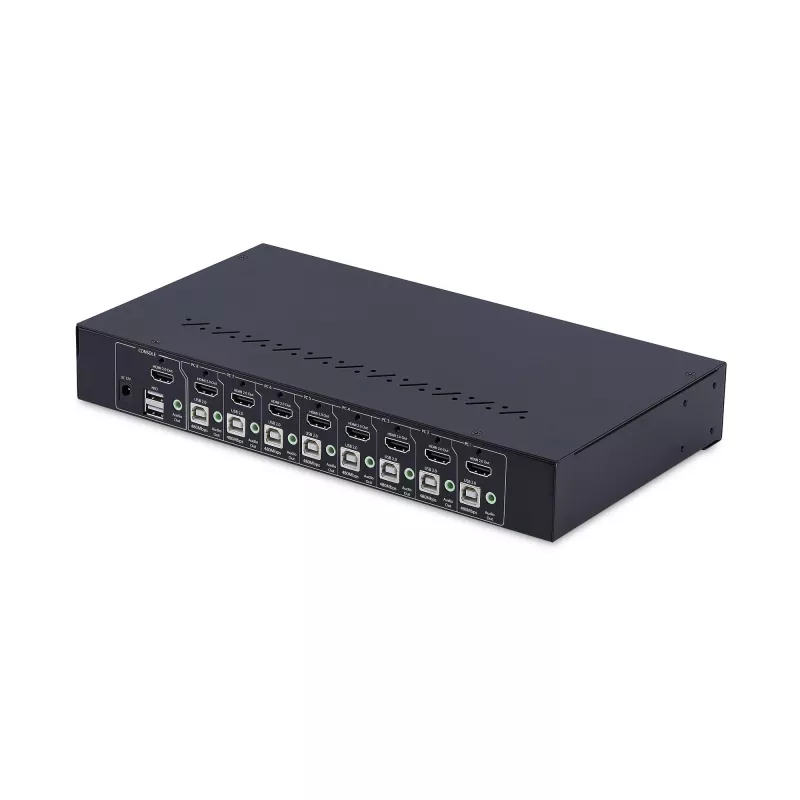 StarTech.com conmutador KVM HDMI de 8 puertos con kit de montaje en rack 1U, 4K 60Hz HDMI 2.0, conmutación por botón y tecla de acceso rápido, hub USB de 4 puertos, independiente del sistema operativo, conforme a TAA