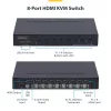 StarTech.com conmutador KVM HDMI de 8 puertos con kit de montaje en rack 1U, 4K 60Hz HDMI 2.0, conmutación por botón y tecla de acceso rápido, hub USB de 4 puertos, independiente del sistema operativo, conforme a TAA