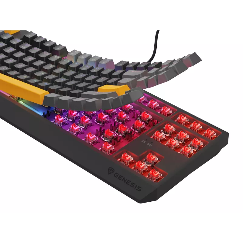 GENESIS Thor 230 TKL teclado gaming USB + RF Wireless + Bluetooth QWERTY negro, gris, naranja