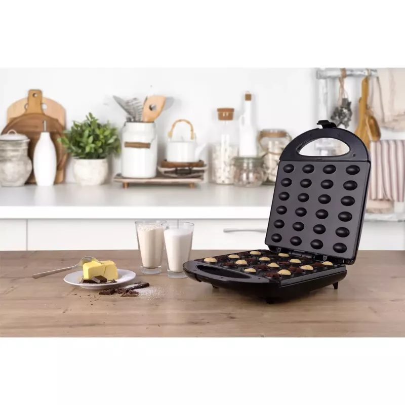 Gofrera Mesko MS 3041 — 1600 W, negra, hace 24 gofres elípticos (220–240 V)