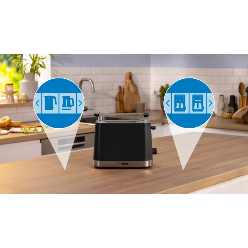 Bosch TAT4M223 tostadora 4 2 rebanadas 950 W negra, acero inoxidable