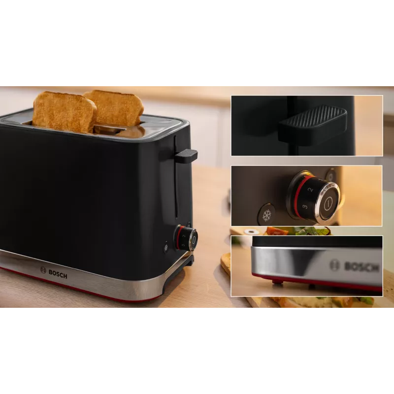 Bosch TAT4M223 tostadora 4 2 rebanadas 950 W negra, acero inoxidable