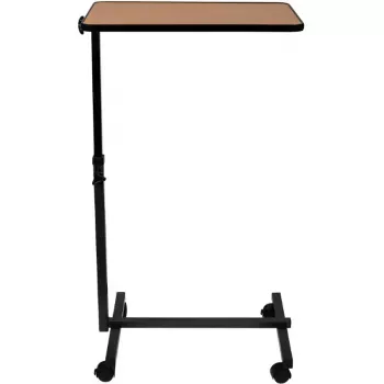 Mesa de cama ActionMed SP100AM — mesa de cama regulable en altura, tablero rectangular, inclinable, ruedas con freno, carga máx. 20 kg, color madera