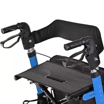 Andador de movilidad ActionMed CH200AM andador de aluminio con bastidor, marco plegable ligero, asiento, 4 ruedas, regulable en altura