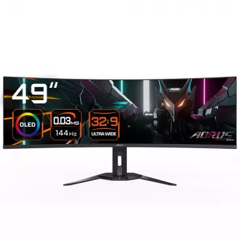Monitor GIGABYTE 49 pulgadas OLED CO49DQ DQHD 5120×1440 144 Hz, HDR, FreeSync, 10-bit, 2×HDMI 2.1, USB-C, VESA 100×100