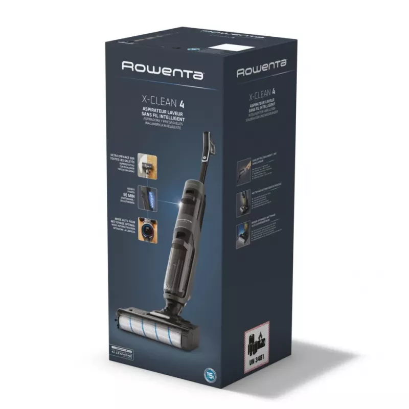 Aspirador de escoba Rowenta X-Clean 4 GZ5035WO — inalámbrico 200 W, limpieza en seco y húmedo, sin bolsa, filtro de espuma/agua, batería de Li-Ion